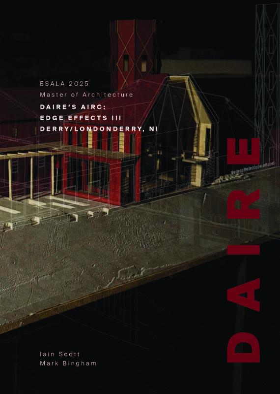 A red house model on top of a cinder block bridge.