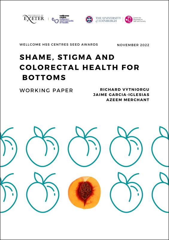 Cover is white with multiple peach outlines, with one peach halved open, in colour with the put showing.